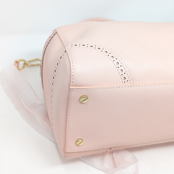 🦄Tory Burch Pink Bag Spectator Middy Perforated Satchel Shell Pink! Rare! 💖🦄 - Picture 7 of 12